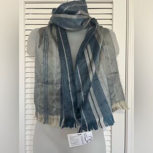 NEW Shupaca Argillite Alpaca Scarf Blue Gray Striped – 11”x78”